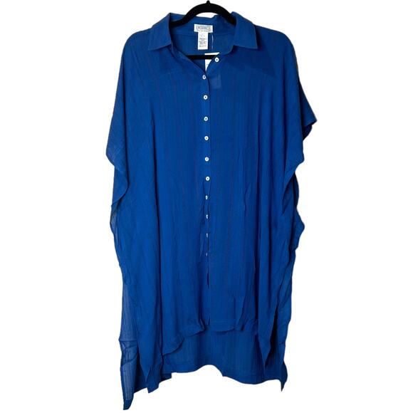 L*Space Anita Button Front Tunic Swim Cover-up Indigo Women Small NWT - Picture 3 of 8